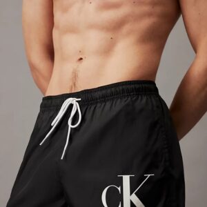 CALVIN KLEIN - Pantaloncini Uomo da Bagno con Cordoncino Corto Nero