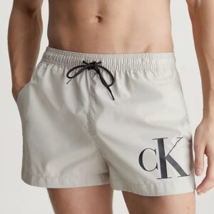 CALVIN KLEIN - Pantaloncini Uomo da Bagno con Cordoncino Corto Silver Lining