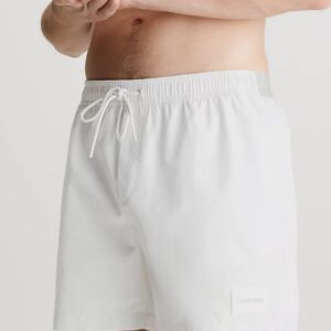 CALVIN KLEIN - Pantaloncini Uomo da Bagno con Cordoncino Medio CK Steel Bianco