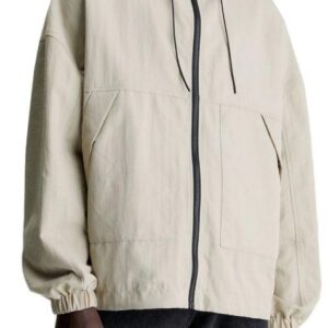 CALVIN KLEIN JEANS - Giubbotto Giacca Uomo con Cappuccio e Patch Logo Beige