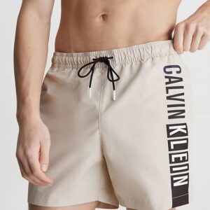 CALVIN KLEIN - Pantaloncini Da Bagno Con Cordoncino Medio Intense Power Beige