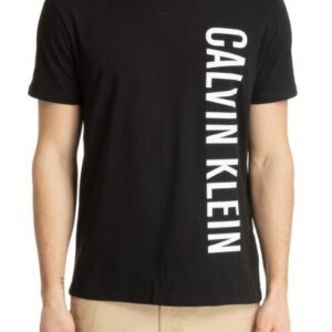 CALVIN KLEIN - T-Shirt Uomo Crew Neck Tee con Logo Esteso Nero