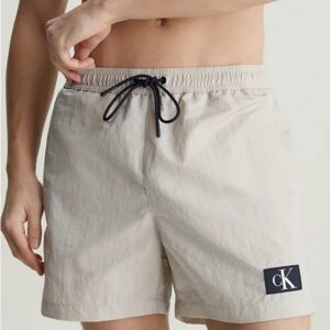 CALVIN KLEIN - Pantaloncini Uomo da Bagno con Cordoncino Medio Silver Lining
