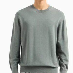 ARMANI EXCHANGE - Maglione Uomo Maglione Girocollo in Cotone con Logo Verde