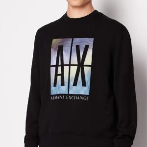 ARMANI EXCHANGE - Maglione Uomo Felpa Girocollo con Maxi Stampa Fotografica A|X Nero