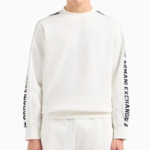 ARMANI EXCHANGE - Maglione Uomo Felpa in Misto Cotone con Tape Logo Bianco