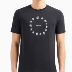 ARMANI EXCHANGE - T-Shirt Uomo Regular Fit in Jersey con Stampa Tonda Nero