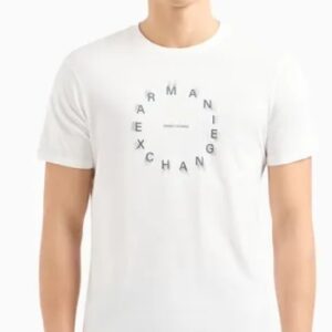 ARMANI EXCHANGE - T-Shirt Uomo Regular Fit in Jersey con Stampa Tonda Bianco