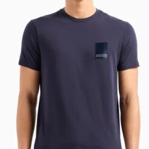 ARMANI EXCHANGE - T-Shirt Uomo Regular Fit ASV in Cotone Organico Blu Navy