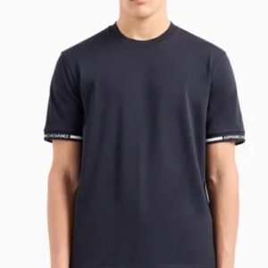 ARMANI EXCHANGE - T-Shirt Uomo Regular Fit con Tape Logo Blu Navy