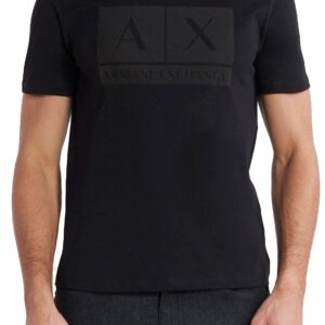 ARMANI EXCHANGE - T-Shirt Uomo Regular Fit in Jersey con Stampa Logo Tono su Tono Nero