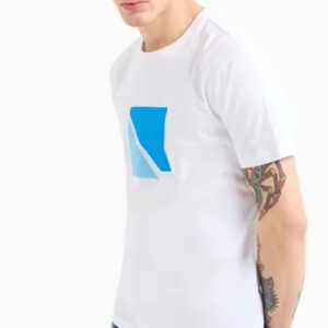 ARMANI EXCHANGE - T-Shirt Uomo Regular Fit in Jersey con Stampa Geometrica Bianco