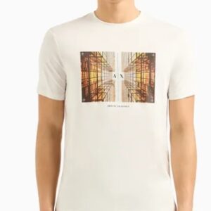 ARMANI EXCHANGE - T-Shirt Uomo Regular Fit in Cotone con Stampa Fotografica Bianco
