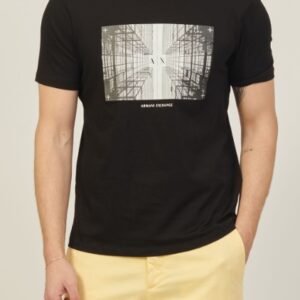 ARMANI EXCHANGE - T-Shirt Uomo Regular Fit in Cotone con Stampa Fotografica Nero