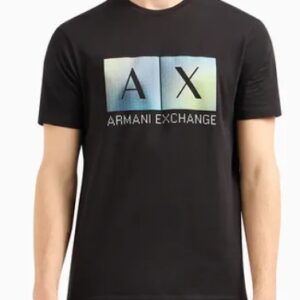 ARMANI EXCHANGE - T-Shirt Uomo Regular Fit in Cotone con Maxi Stampa Logo Nero
