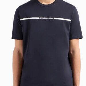 ARMANI EXCHANGE - T-Shirt Uomo Regular Fit con Strip Logo Blu