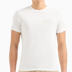 ARMANI EXCHANGE - T-Shirt Uomo Regular Fit in Jersey di Cotone con Logo sul Petto Bianco