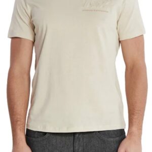 ARMANI EXCHANGE - T-Shirt Uomo Regular Fit in Jersey di Cotone con Logo sul Petto Avorio