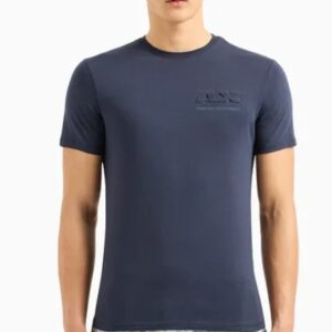 ARMANI EXCHANGE - T-Shirt Uomo Regular Fit in Jersey di Cotone con Logo sul Petto Blu