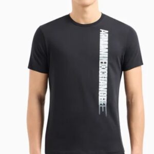 ARMANI EXCHANGE - T-Shirt Uomo Regular Fit in Jersey con Stampa Verticale Nero