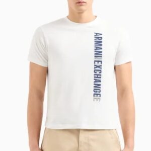 ARMANI EXCHANGE - T-Shirt Uomo Regular Fit in Jersey con Stampa Verticale Bianco