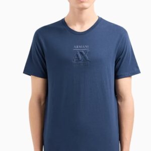 ARMANI EXCHANGE - T-Shirt Uomo Regular Fit in Jersey con Stampa Centrale Blu