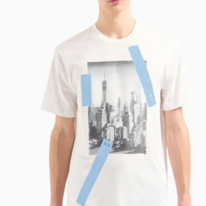 ARMANI EXCHANGE - T-Shirt Uomo Regular Fit in Cotone con Stampa NYC Bianco