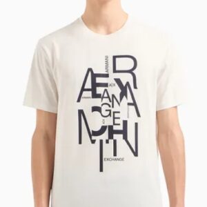 ARMANI EXCHANGE - T-Shirt Uomo in Jersey di Cotone Pima con Maxi Stampa Logo Bianco