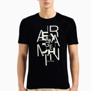 ARMANI EXCHANGE - T-Shirt Uomo in Jersey di Cotone Pima con Maxi Stampa Logo Nero
