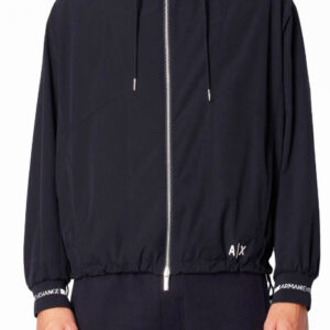 ARMANI EXCHANGE - Giubbotto Uomo in Tessuto Laminato con Cappuccio Blu