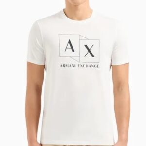 ARMANI EXCHANGE - T-Shirt Slim Fit in Cotone Mercerizzato con Stampa Logata Bianco