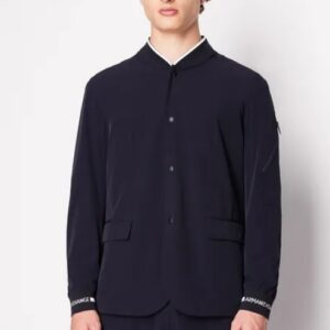 ARMANI EXCHANGE - Blazer Uomo in Tessuto Stretch con Profili a Contrasto Blu