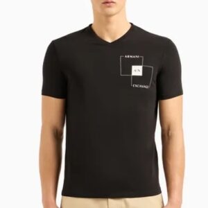 ARMANI EXCHANGE - T-Shirt Uomo Slim Fit in Cotone Stretch con Logo sul Petto Nero
