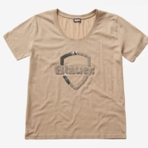 BLAUER - T-Shirt Kids Girocollo a Costina Beige