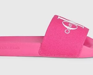 CALVIN KLEIN - Ciabatte Donna in Tela Deep Fuchsia Fedora/Bright White