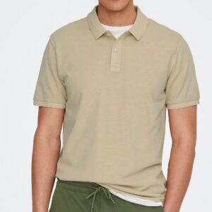 ONLY& SONS - Polo Slim Fit Paricollo Beige Moonstruck