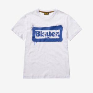 BLAUER - T-Shirt Kids Stampa Graffiti Bianco