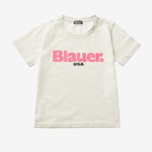 BLAUER - T-Shirt Kids Stampa Glitter Bianco