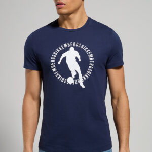 BIKKEMBERGS - T-Shirt Uomo in Jersey Fiammato Blu