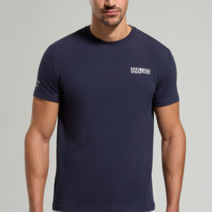 BIKKEMBERGS - T-Shirt Uomo Stampata in Jersey Stretch Blu Scuro