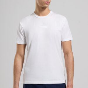 BIKKEMBERGS - T-Shirt Uomo Ricamata logo Centrale Bianco