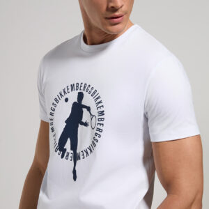 BIKKEMBERGS - T-Shirt Uomo in Jersey Stretch Bianco