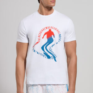 BIKKEMBERGS - T-Shirt Uomo Stampa Degradè Bianco
