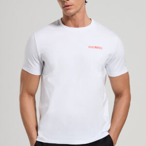BIKKEMBERGS - T-Shirt Uomo Stampata con Motivo Fotografico sul Retro Bianco