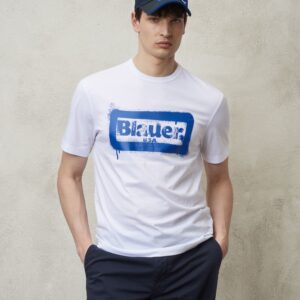 BLAUER - T-Shirt Uomo Stampa Graffiti Bianco
