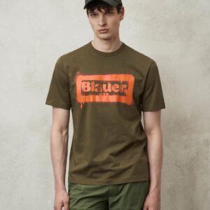 BLAUER - T-Shirt Uomo Stampa Graffiti Verde