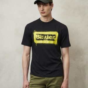 BLAUER - T-Shirt Uomo Stampa Graffiti Nero