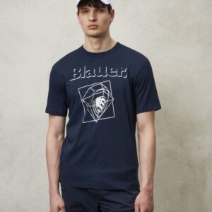 BLAUER - T-Shirt Uomo Grafica 3D Blu Sodalite