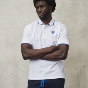 BLAUER - Polo Uomo con Inserti in Chambray Bianco
