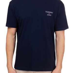 TOMMY HILFIGHER - T-Shirt Uomo Signature con Logo Ricamato Blu Navy